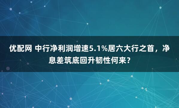 优配网 中行净利润增速5.1%居六大行之首，净息差筑底回升韧性何来？